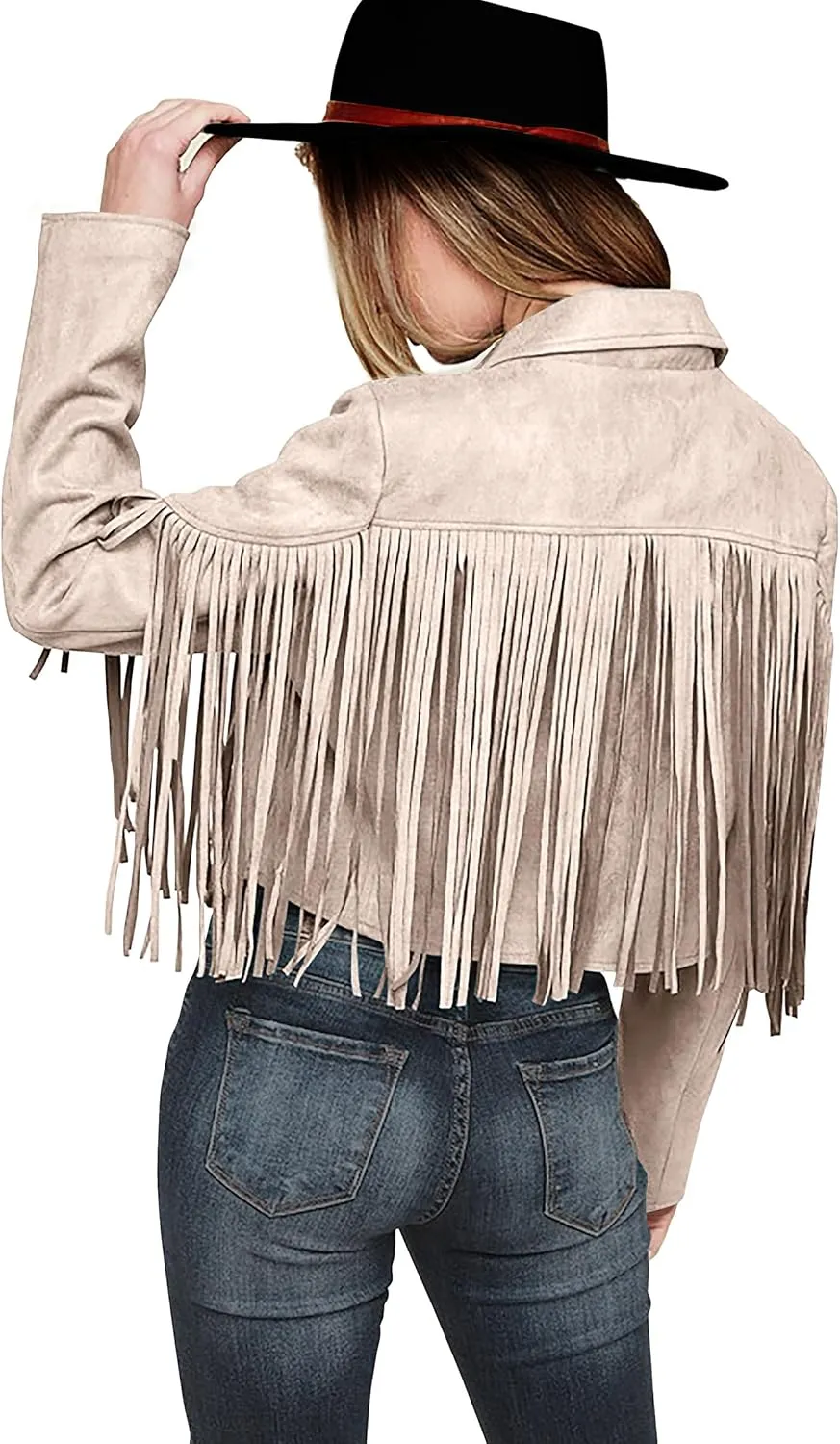 PRETTYGARDEN Women's Faux Suede Leather Jackets Tassel Motorcycle Cropped Coats 2025 Fashion Clothes