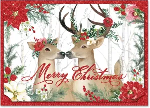 Punch Studio Deer Cheer Dimensional Holiday Boxed Cards Featuring 12 Embellished Cards and Envelopes (43357), Multi