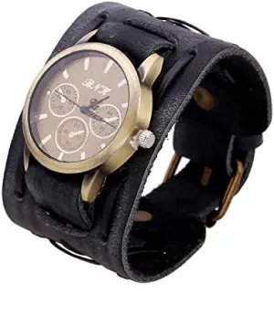 Punk Men's Watch Retro Do Old Style Braided Leather Bracelet Retro Hip Hop Wide Strap