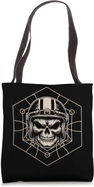 Punk Rock Skull with Hexagonal Geometry Tote Bag