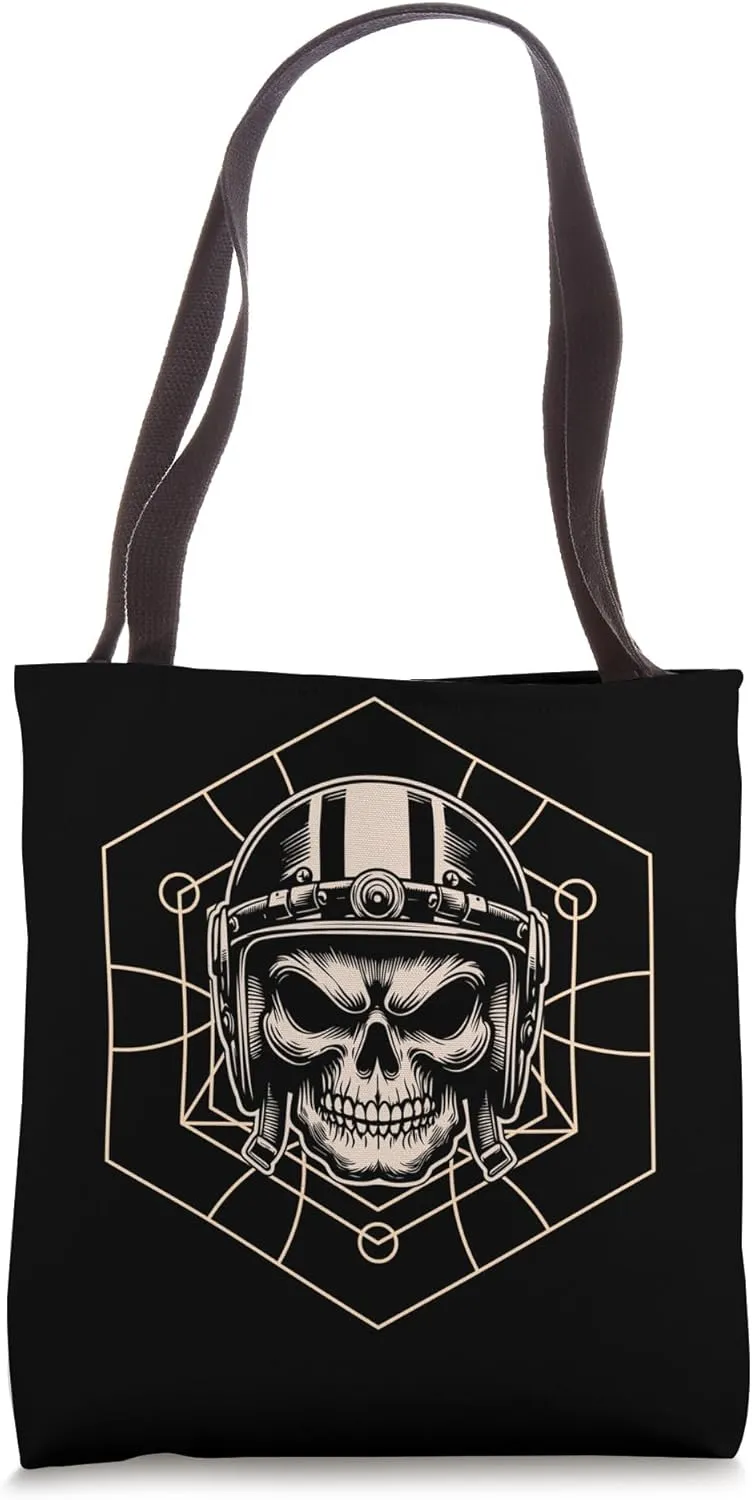 Punk Rock Skull with Hexagonal Geometry Tote Bag
