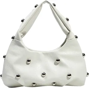 Punk Studded Shoulder Bag for Women – Metallic Mushroom Hobo Purse, Crossbody & Handheld Gothic Clutch