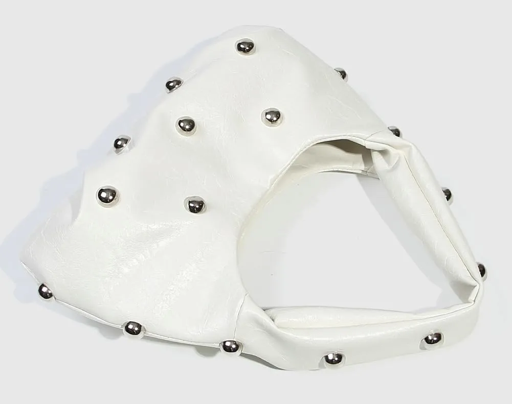Punk Studded Shoulder Bag for Women – Metallic Mushroom Hobo Purse, Crossbody & Handheld Gothic Clutch