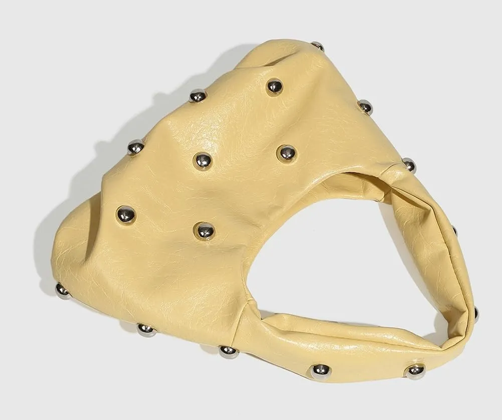 Punk Studded Shoulder Bag for Women – Metallic Mushroom Hobo Purse, Crossbody & Handheld Gothic Clutch