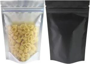 QQ Studio 100PCS Matte Double-Sided Colored Stand-Up Bags (10x15cm (4x6"), Translucent/Black)