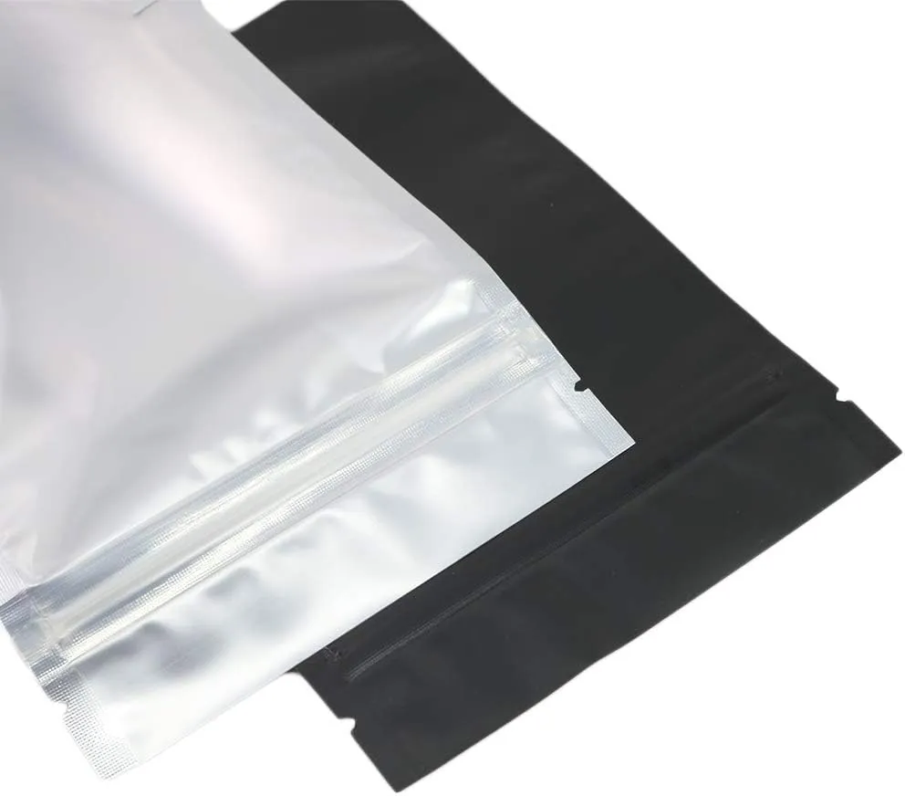 QQ Studio 100PCS Matte Double-Sided Colored Stand-Up Bags (10x15cm (4x6"), Translucent/Black)