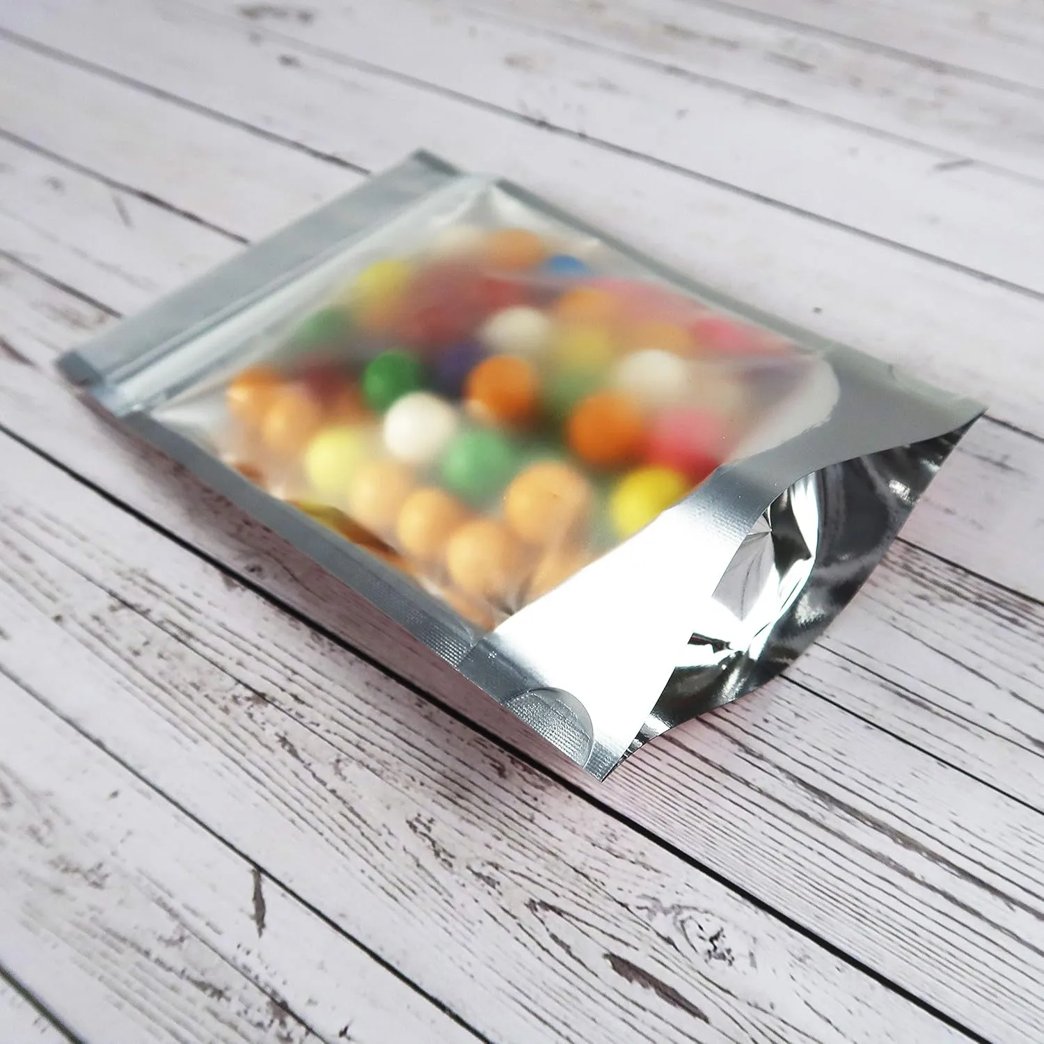 QQ Studio 100PCS Matte Double-Sided Colored Stand-Up Bags (10x15cm (4x6"), Translucent/Gold)