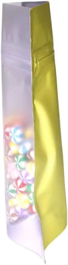 QQ Studio 100PCS Matte Double-Sided Colored Stand-Up Bags (10x15cm (4x6"), Translucent/Gold)