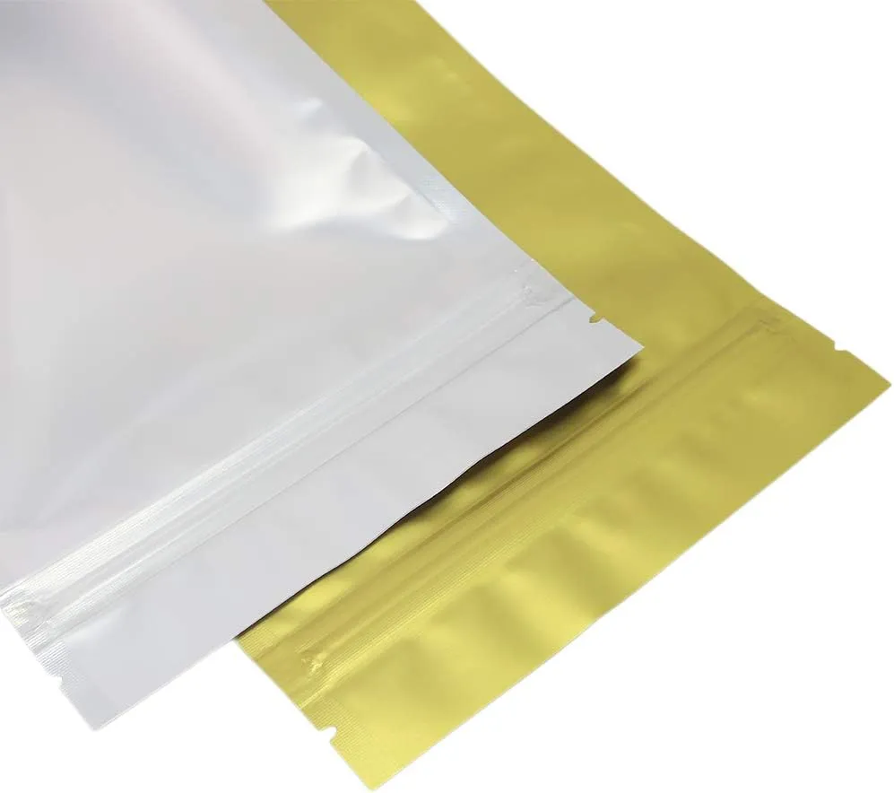 QQ Studio 100PCS Matte Double-Sided Colored Stand-Up Bags (10x15cm (4x6"), Translucent/Gold)