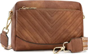 Quilted Crossbody Purse Anti Theft Travel Purses Bag for Women Small Leather Trendy Bags with Guitar Strap for Wallet