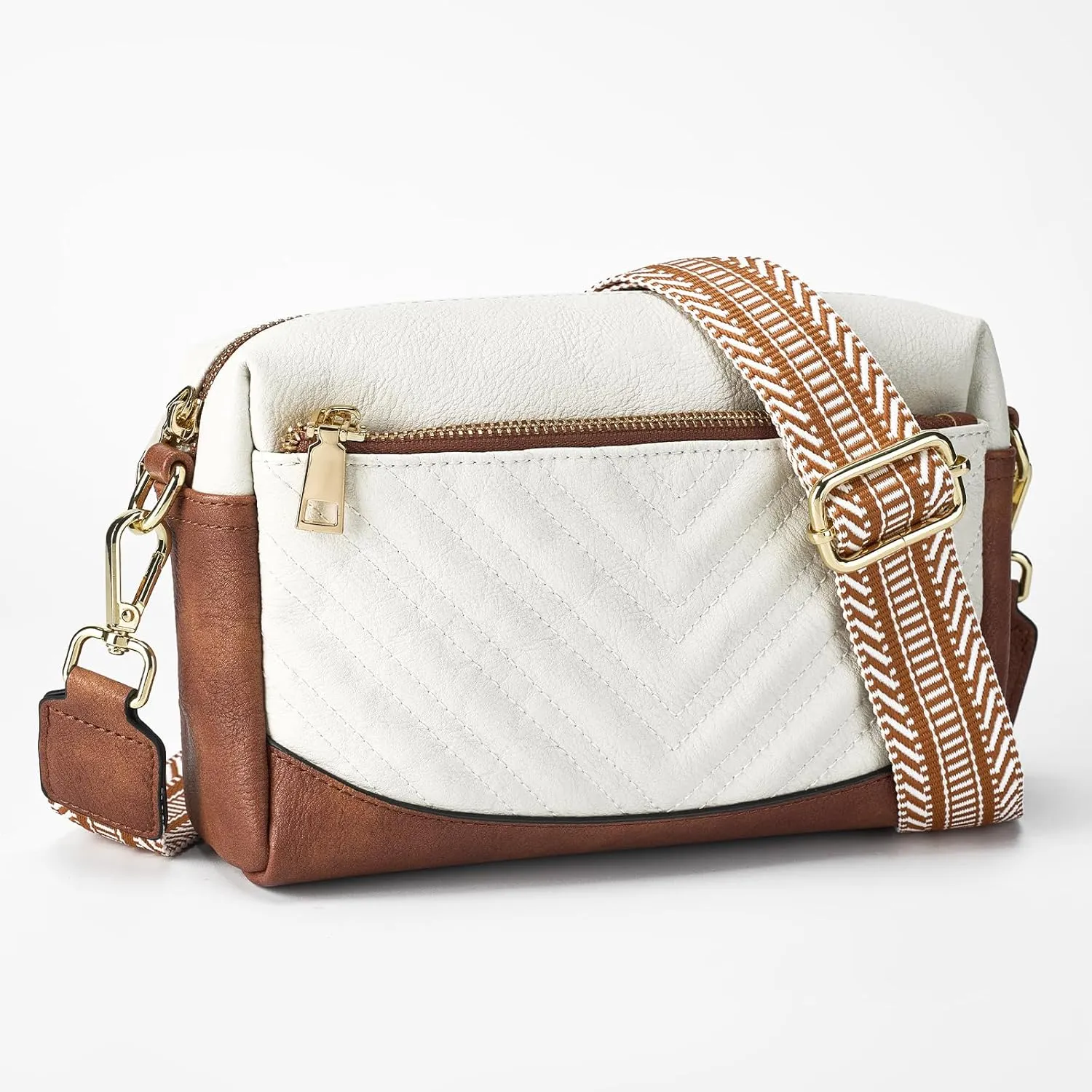 Quilted Crossbody Purse Anti Theft Travel Purses Bag for Women Small Leather Trendy Bags with Guitar Strap for Wallet