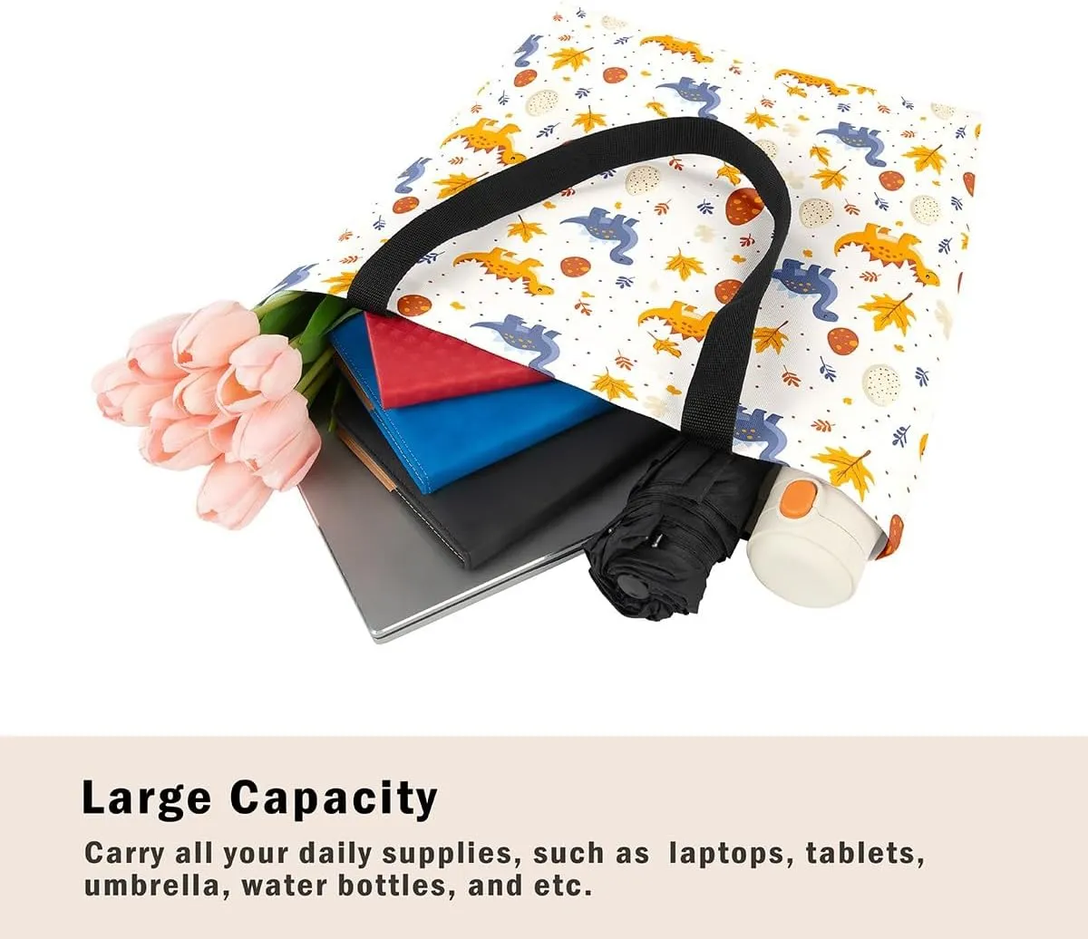 Rainbow Canvas Tote Bag,Butterfly Tote Bag,Cartoon Rainbow Colorful Sun Clouds Shopping Grocery Bags