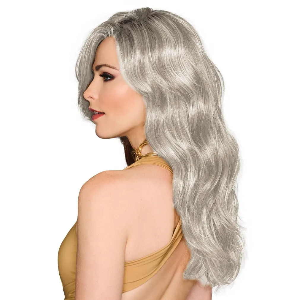 Ready For It Sophisticated Shoulder-Length Layered Wig by Hairuwear, Average Cap, GF56-60 Silver