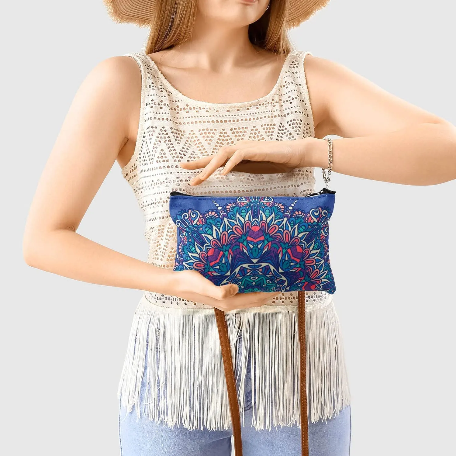 Reginary 20 Pieces Cosmetic Bag for Women, Roomy Makeup Bags with Zipper Toiletry Bag Pouch Travel Packing Accessory Organizer Gifts, 7 x 4.3 Inches (Mandala)