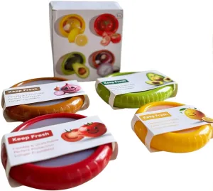 Reusable Silicone Food Savers – 4PCS BPA-Free Fridge Storage Pods for Avocado, Lemon, Onion & Tomato – Eco-Friendly Fruit & Vegetable Keepers for Freshness & Waste Reduction