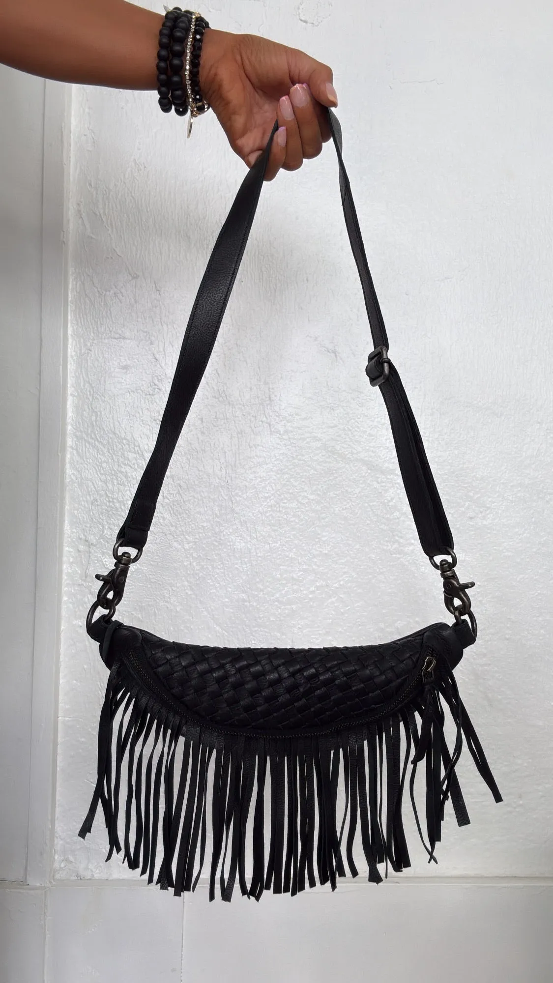 Revival Fringe Fanny Pack, Black
