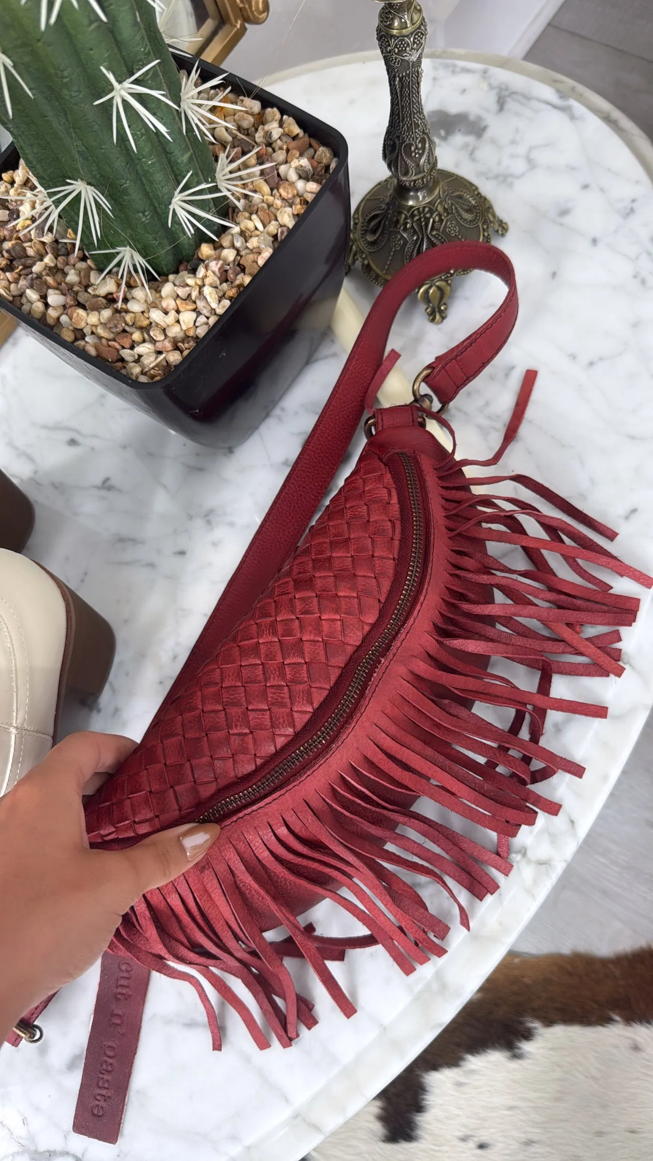 Revival Fringe Fanny Pack, Boho Red