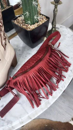 Revival Fringe Fanny Pack, Boho Red