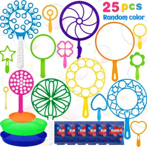 Roberly 25 PCS Big Bubble Wands Set with Tray Solution, Giant Bubbles Wands Toys for Kids Adults Summer Outdoor Activities Birthday Gifts Party Favors