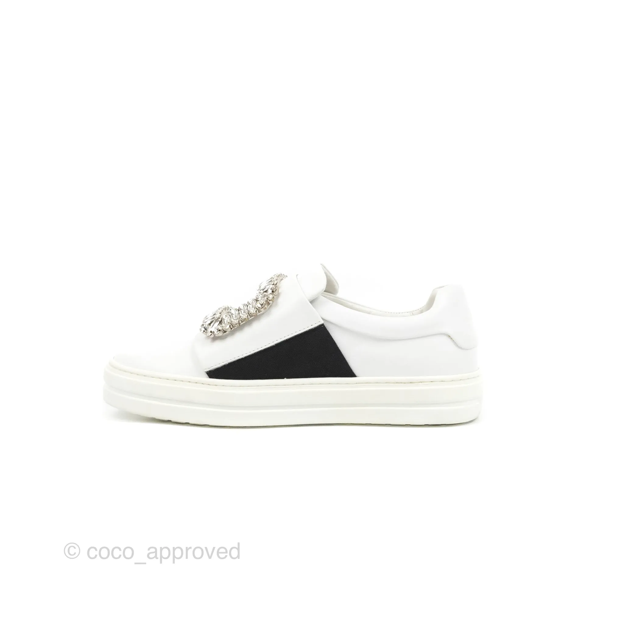 Roger Vivier Sneaky Viv Embellished Leather Sneakers White Size 34.5