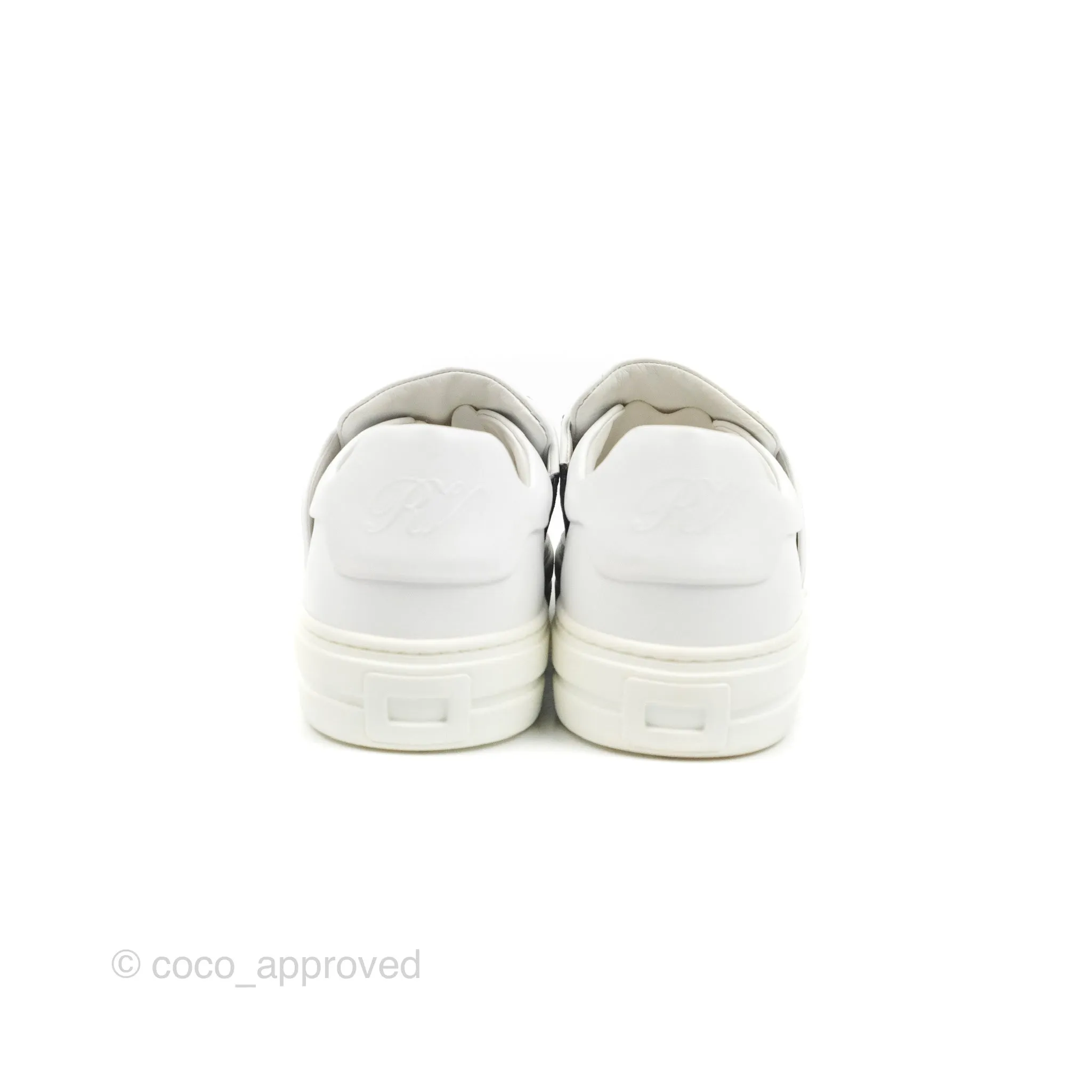 Roger Vivier Sneaky Viv Embellished Leather Sneakers White Size 34.5