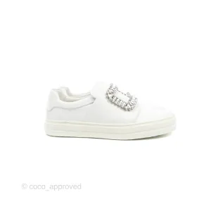 Roger Vivier Sneaky Viv Embellished Leather Sneakers White Size 34.5