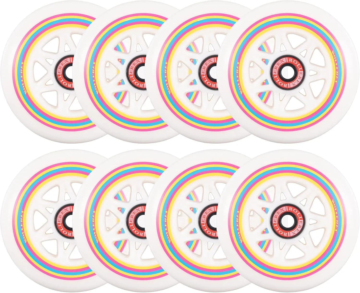 Rollerex Lollipop Boardwalk Inline Skate Wheels (8-Pack with Bearings, Spacers and Washers) (Various Size Options Available)