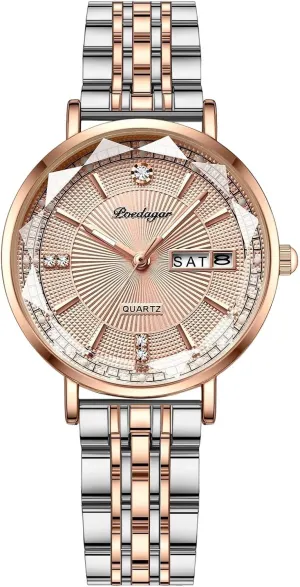 RORIOS Women's Watch Ladies Quartz Watches with Stainless Steel Strap Waterproof Wrist Watch Fashion Diamond Watches for Women