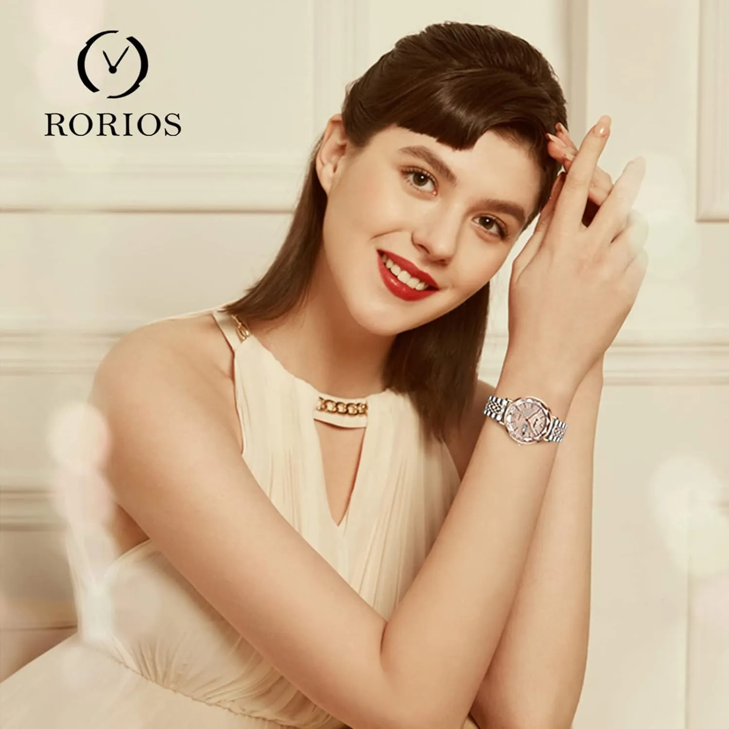 RORIOS Women's Watch Ladies Quartz Watches with Stainless Steel Strap Waterproof Wrist Watch Fashion Diamond Watches for Women