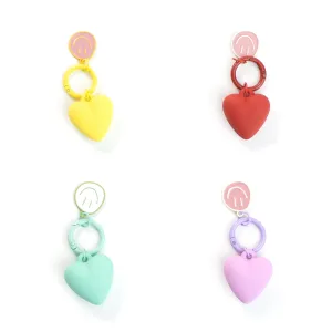 Rubber Heart Keychain with Smiley Face Charm