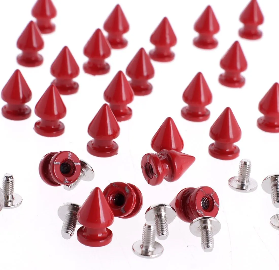 RUBYCA 12MM 144 Sets Metal Tree Spikes and Studs Screw-Back Leathercraft Kit Mixed Colorful Colors