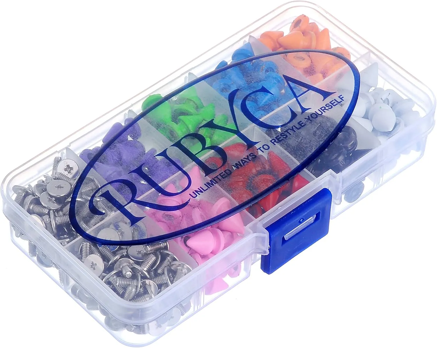RUBYCA 12MM 144 Sets Metal Tree Spikes and Studs Screw-Back Leathercraft Kit Mixed Colorful Colors