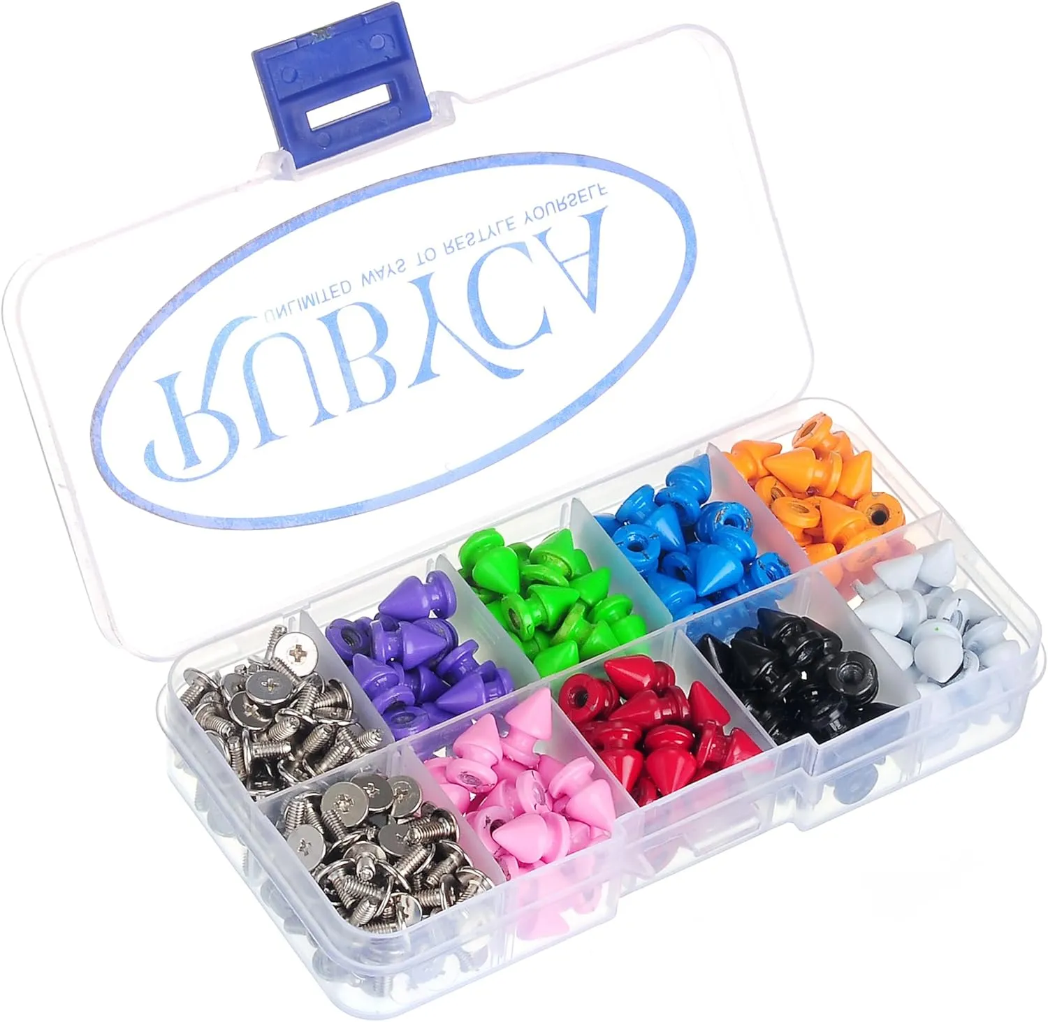 RUBYCA 12MM 144 Sets Metal Tree Spikes and Studs Screw-Back Leathercraft Kit Mixed Colorful Colors