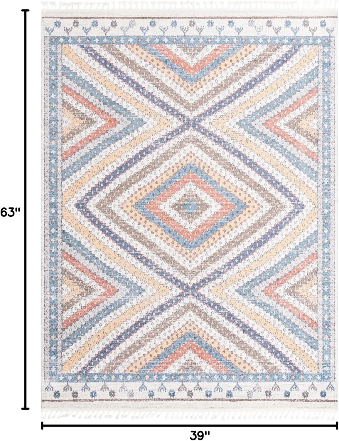 Rugs.com Aramis Collection Rug – 3' x 5' Blue Medium Rug Perfect for Entryways, Kitchens, Breakfast Nooks, Accent Pieces