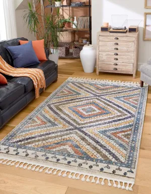 Rugs.com Aramis Collection Rug – 3' x 5' Blue Medium Rug Perfect for Entryways, Kitchens, Breakfast Nooks, Accent Pieces
