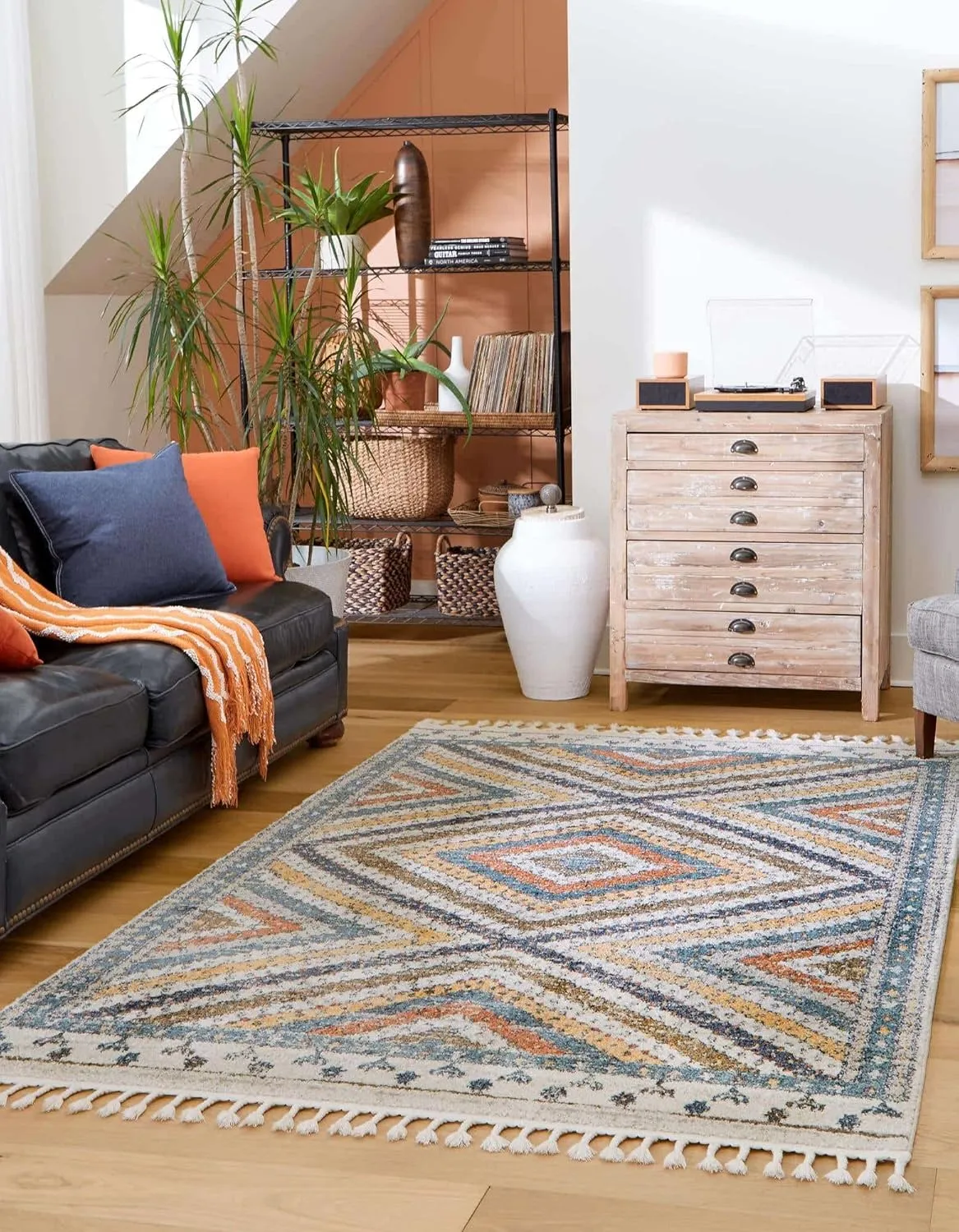 Rugs.com Aramis Collection Rug – 3' x 5' Blue Medium Rug Perfect for Entryways, Kitchens, Breakfast Nooks, Accent Pieces