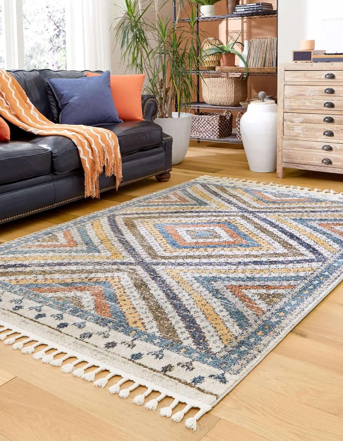Rugs.com Aramis Collection Rug – 3' x 5' Blue Medium Rug Perfect for Entryways, Kitchens, Breakfast Nooks, Accent Pieces