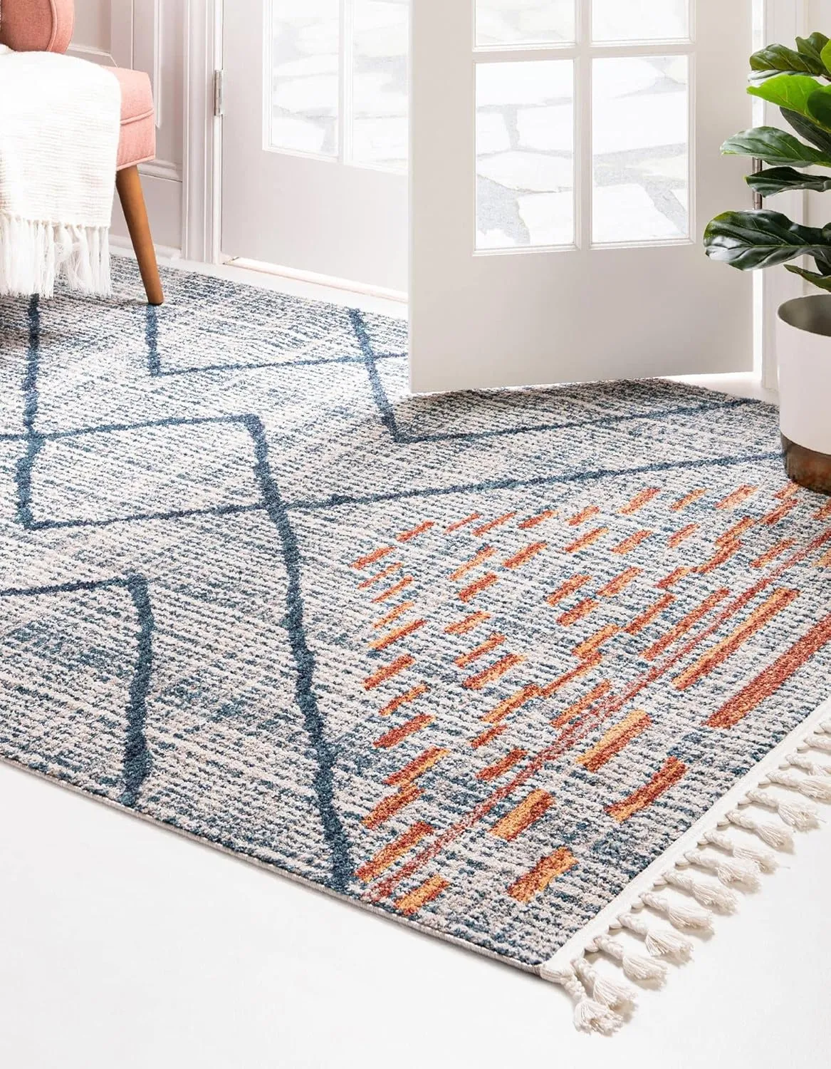 Rugs.com Aramis Collection Rug – 5' x 8' Blue Medium Rug Perfect for Bedrooms, Dining Rooms, Living Rooms