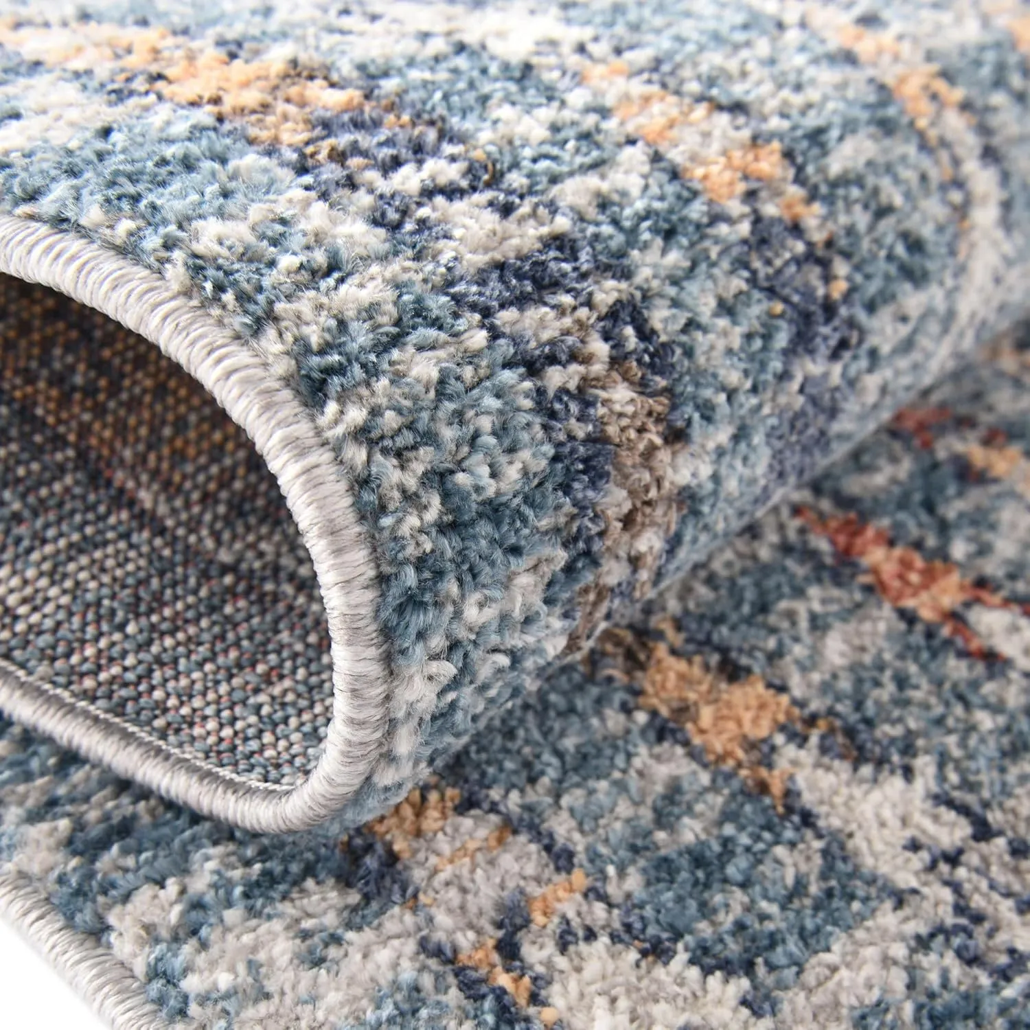 Rugs.com Aramis Collection Rug – 6 Ft Runner Blue Medium Rug Perfect for Hallways, Entryways