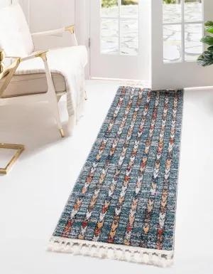 Rugs.com Aramis Collection Rug – 6 Ft Runner Blue Medium Rug Perfect for Hallways, Entryways