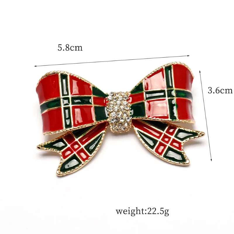Rynx | Lovely Christmas Bow Brooch Pin With Sparkling Crystal Accents