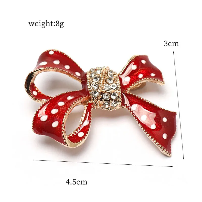 Rynx | Lovely Christmas Bow Brooch Pin With Sparkling Crystal Accents