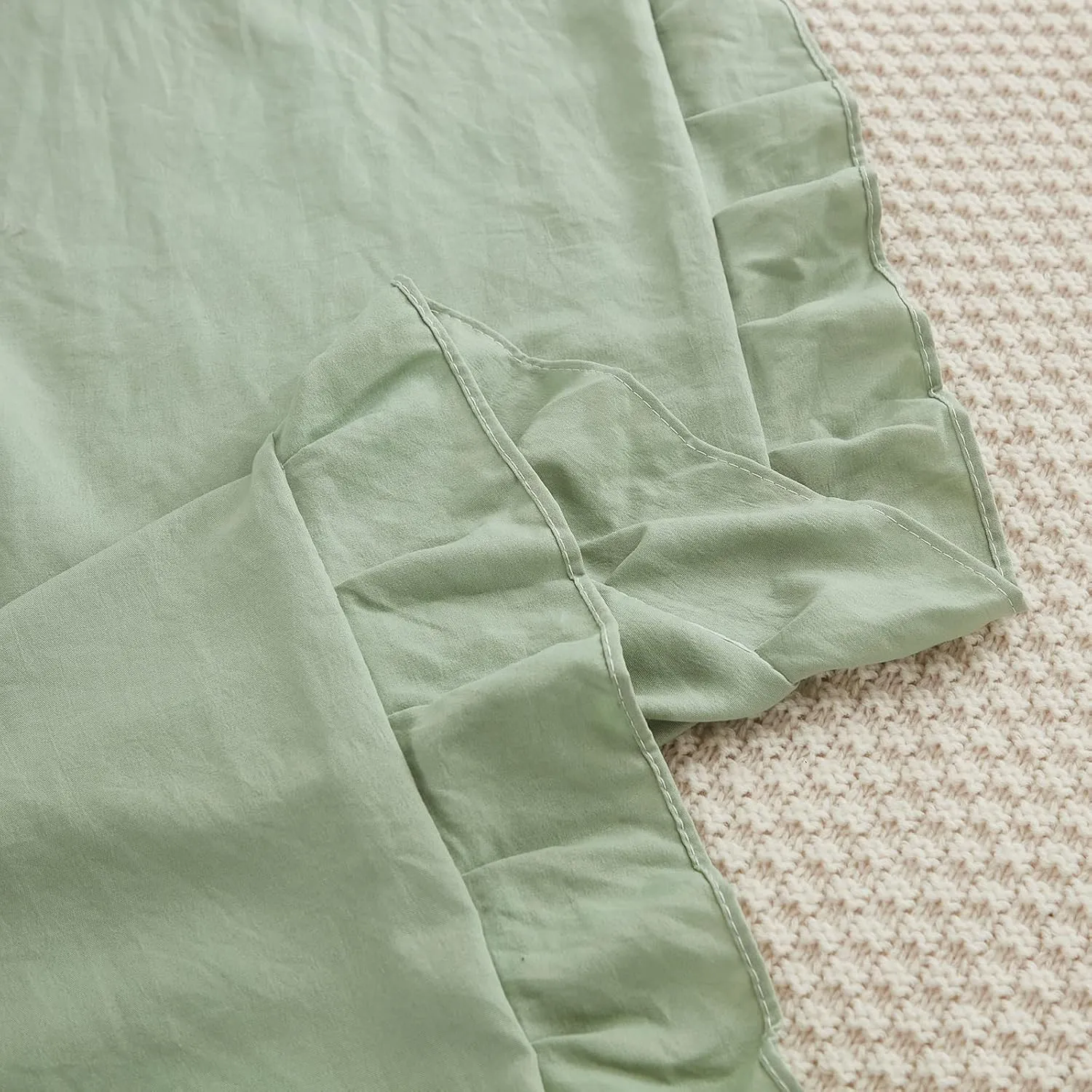 Sage Green Body Pillow Cover 20x54inches Long Pillowcase Ruffled Pillowcases Shabby Chic Ruffled Fringe Decor Body Ruffled Pillow Sham Cute Pillowcase (1 Body, Sea Green)