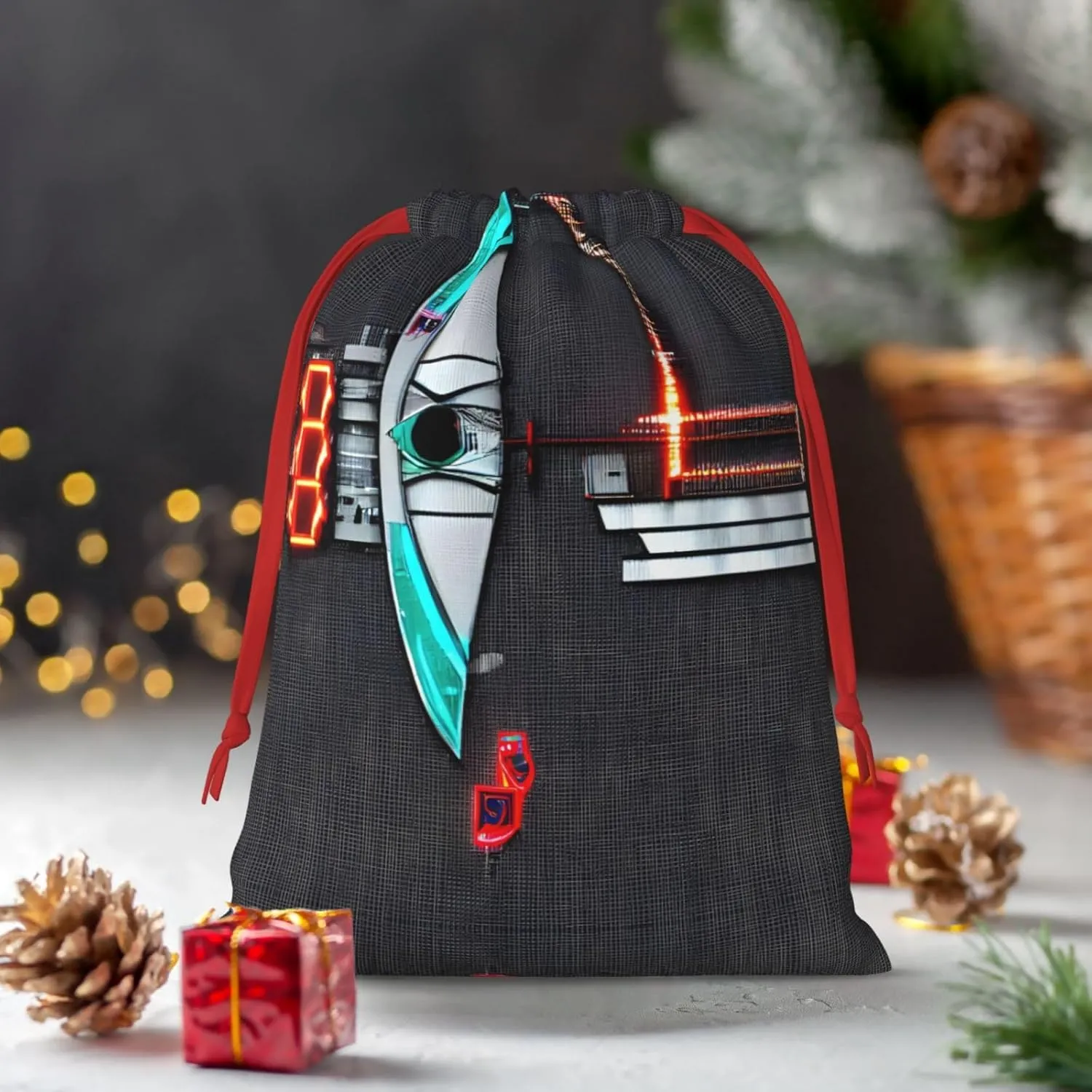 SamLng Small Drawstring Gift Bags - Darts arrows Christmas Gift Bags, Perfect for Favors, Candy Bags, and Grocery Storage