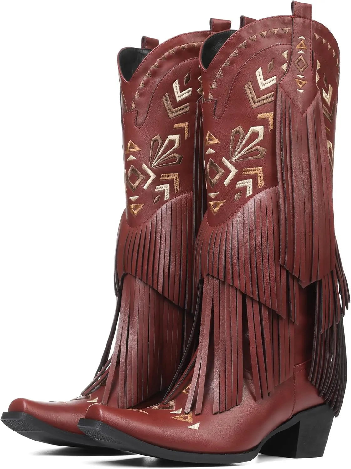 SaraIris Women's Cowgirl Boots Knee High Fringe Boots