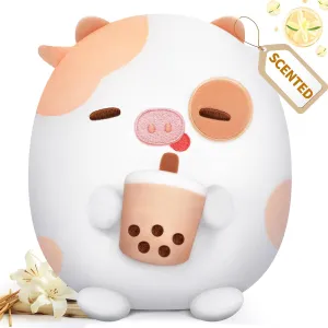 Scented Stuffed Animal, Cute Cow Scented Plush with 2 Fresh Vanilla Scented Microbeads, Squishy Plushies Hugging Plush Decor Pillow for Boys & Girls