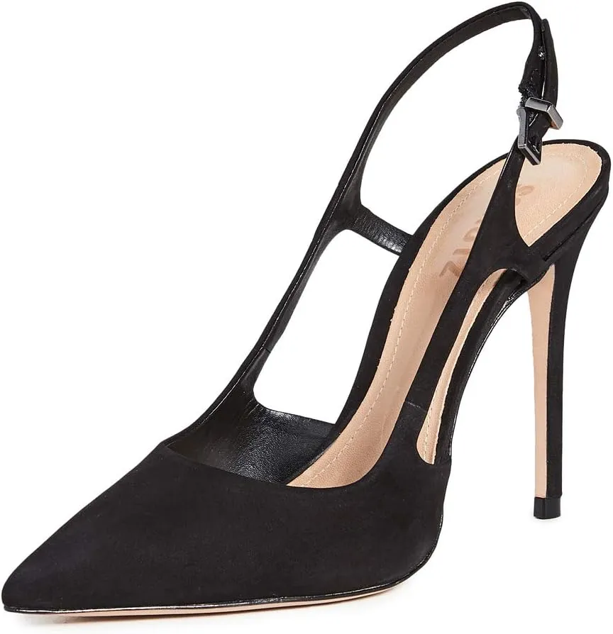 SCHUTZ Boris - Heels for Women - Wrapped Stiletto Heel - Leather Outsole - Pointed Toe - Sling Detail Black Nobuck 8.5 M