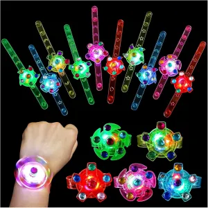 SCIONE 48 Pack LED Light Up Fidget Spinner Bracelets, Glow in The Dark Halloween Party Favors for Kids 4-8 8-12, Treasure Box Toys for Classroom, Birthday Gifts, Goodie Bags Stuffers for Boys/Girls