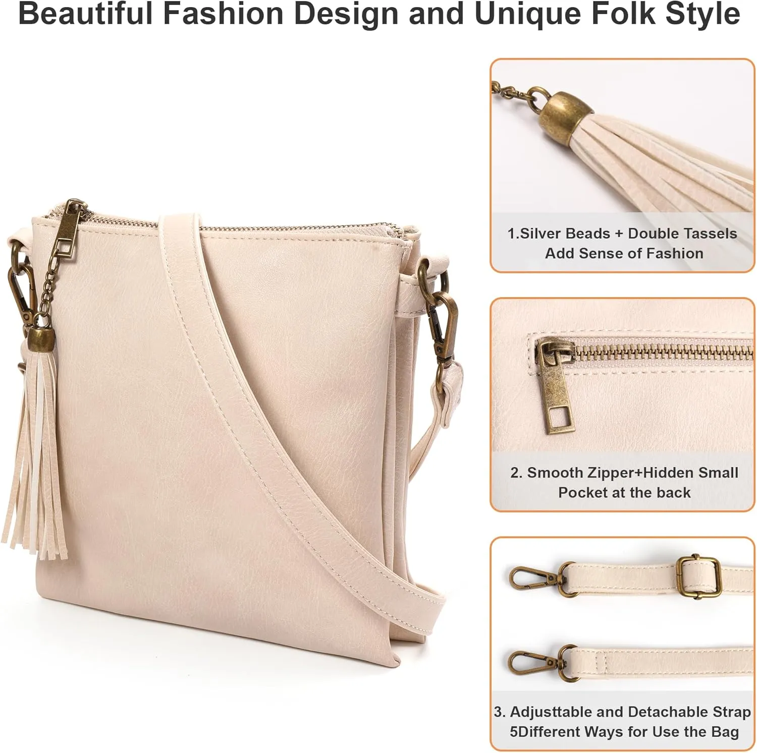 seOSTO Womens Small Crossbody Bag For Woman, Tassel Wallet Purse，Gifts For Teenage Girls
