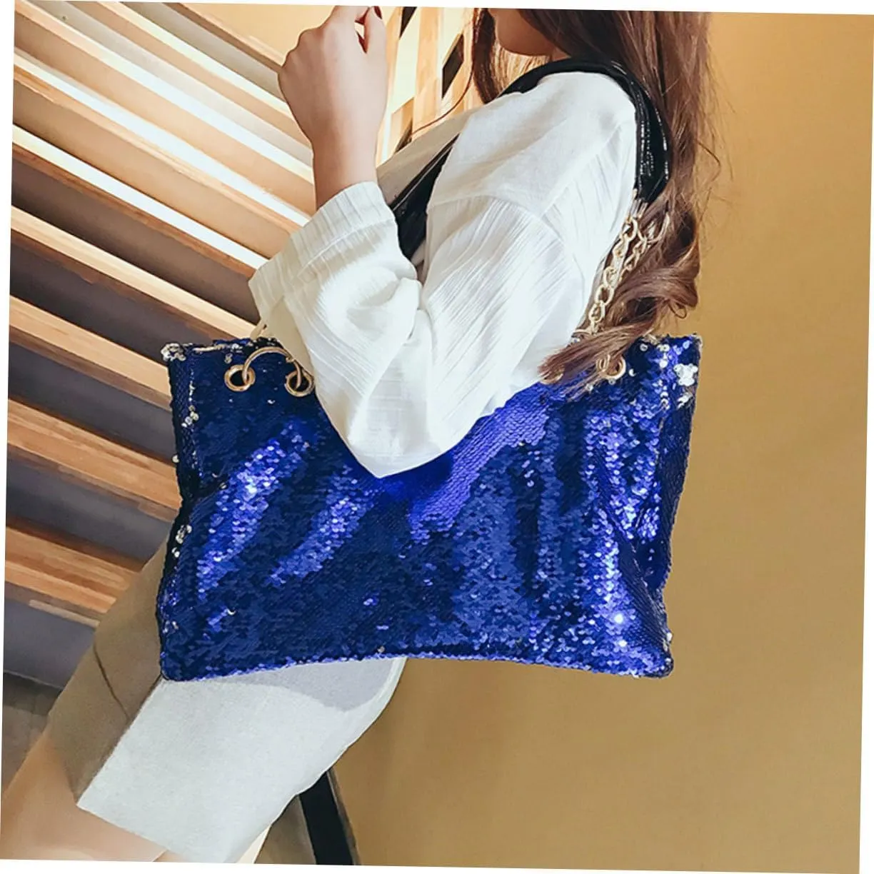 Sequin Purse Womens Tote Bags Black Tote Bags Crossbody Purses for Women Large Tote Bags for Women